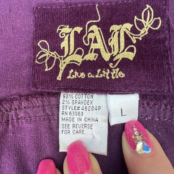 Live A Little Women’s Stretchy Corduroy Plum Button Up Jacket Size Large - Picture 8 of 9
